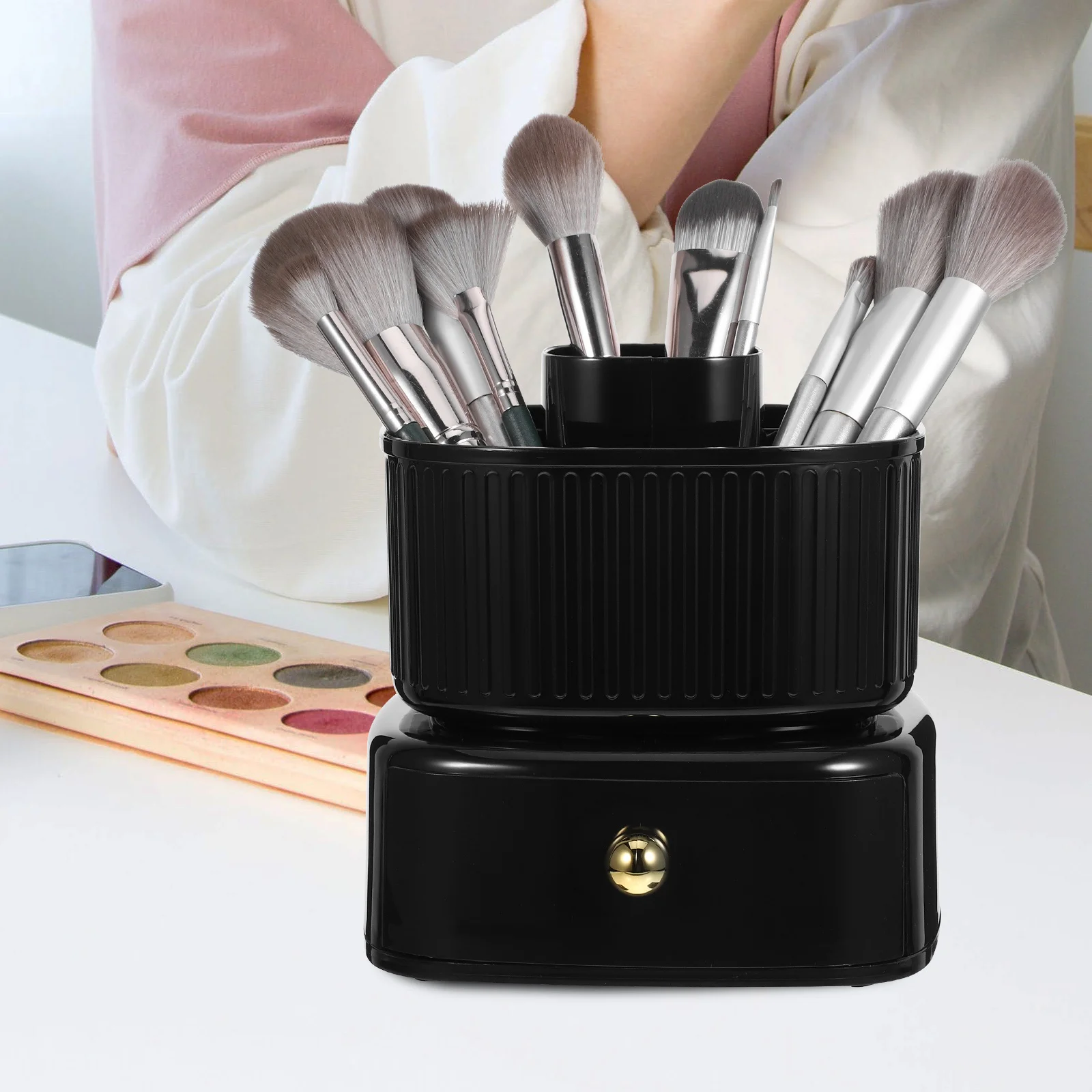 

Rotating Desk Organizer 360 Degree Makeup Brush Holder Pen Cup Drawer Large Capacity Storage Stylish Practical Office Home