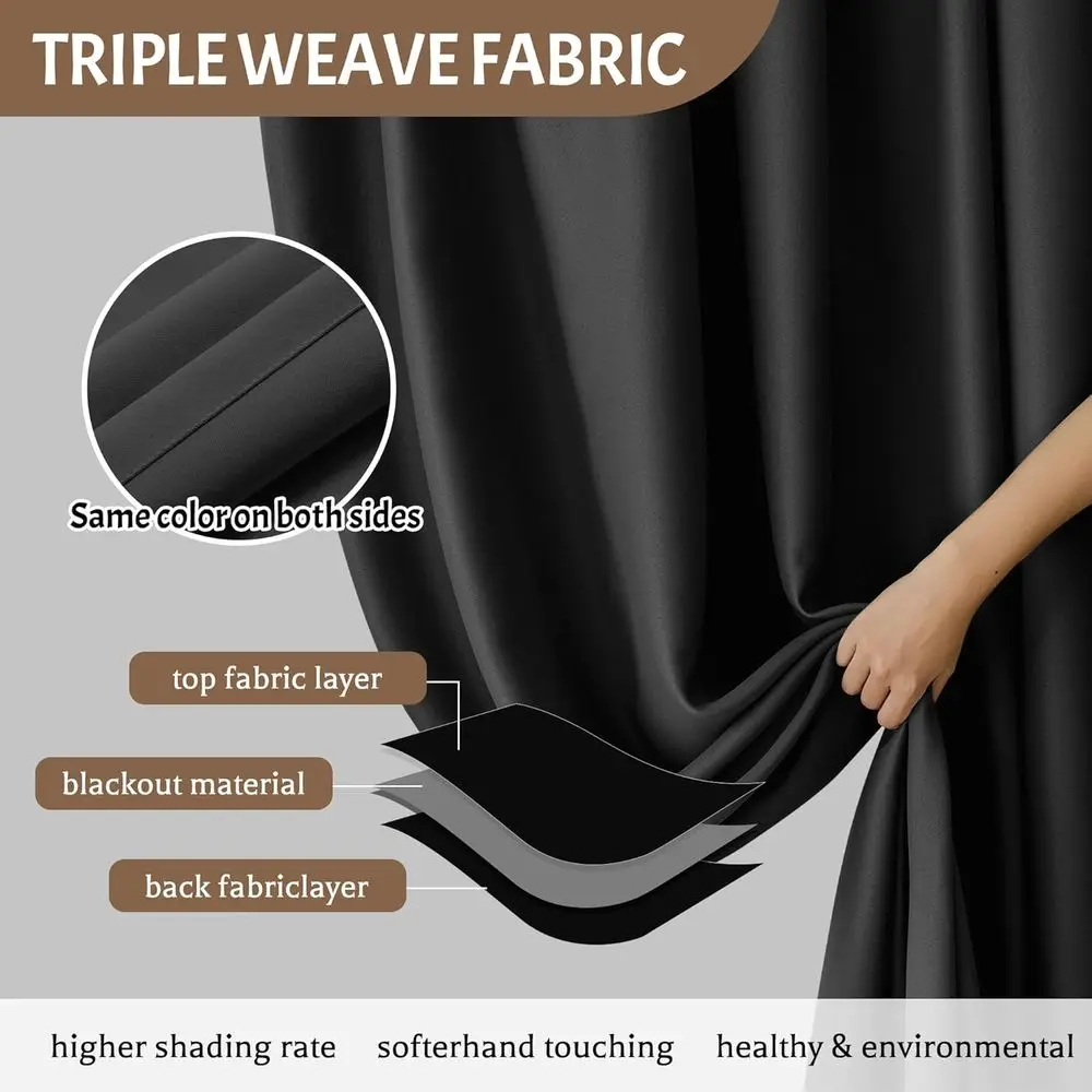 Verdunkelbare wärmeisolierte Vorhänge, 2,4 m breit, für Wohn- und Schlafzimmer, 100 x 84 cm