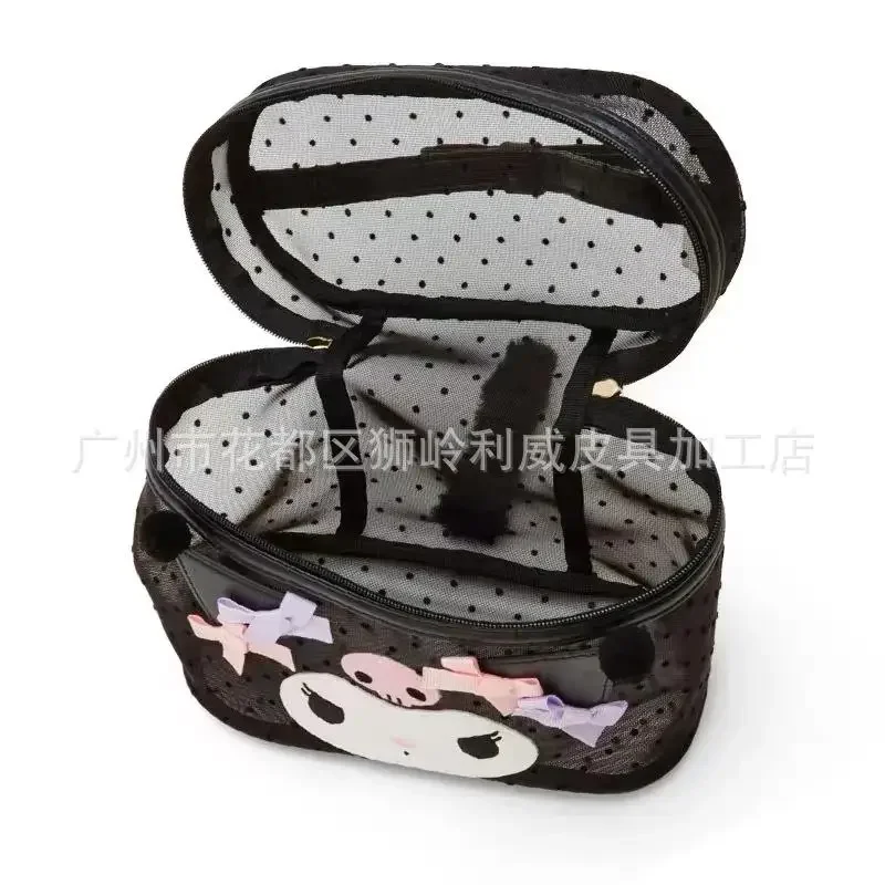 

Sanrios Cosmetic Bag Kuromi New Mesh Makeup Bag Portable Kawaii Cartoon Anime My Melody Cartoon Figure Toilet Bag Storage