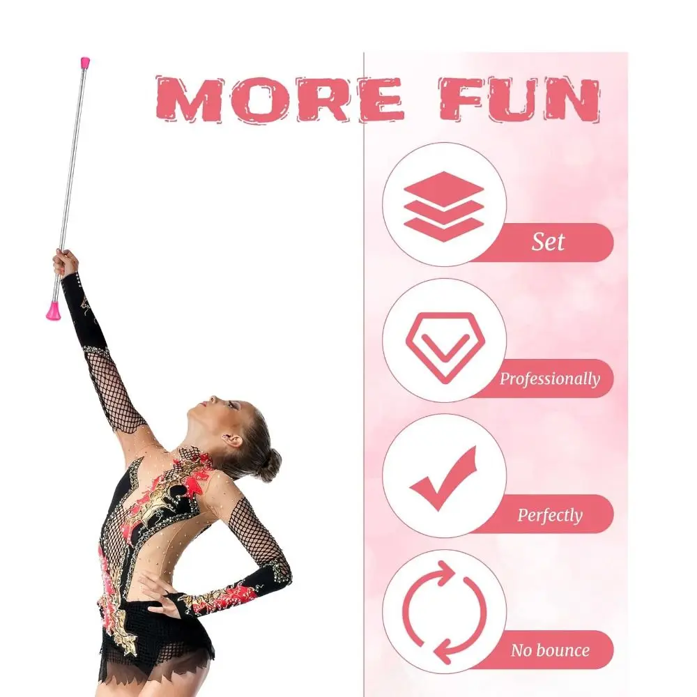 Random Color Stainless Steel Marching Baton Balanced Lightweight Dancer Wand Professional Ribbon Baton Performance Arts view 4