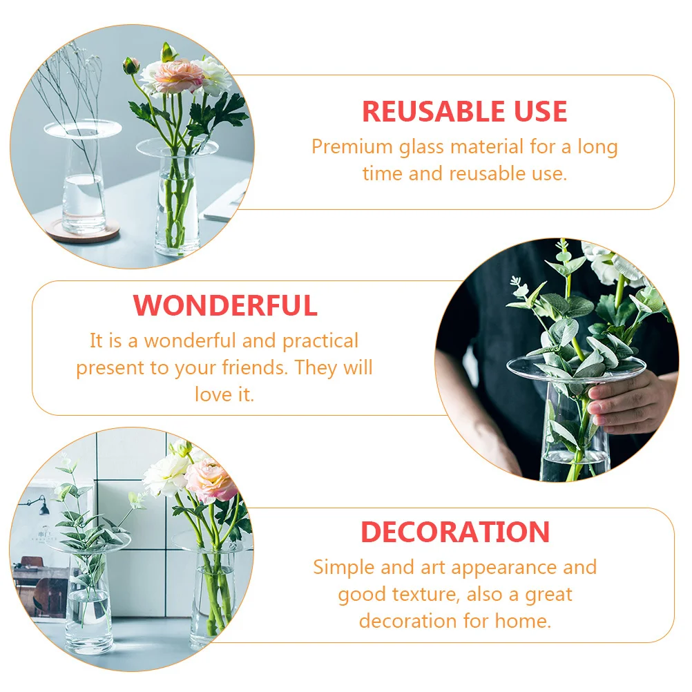 

1Pcs Sturdy Glass Vase Transparent Flower Arrangement Holder Home Decor Artistic Design Simple Useful Present Glass Vase
