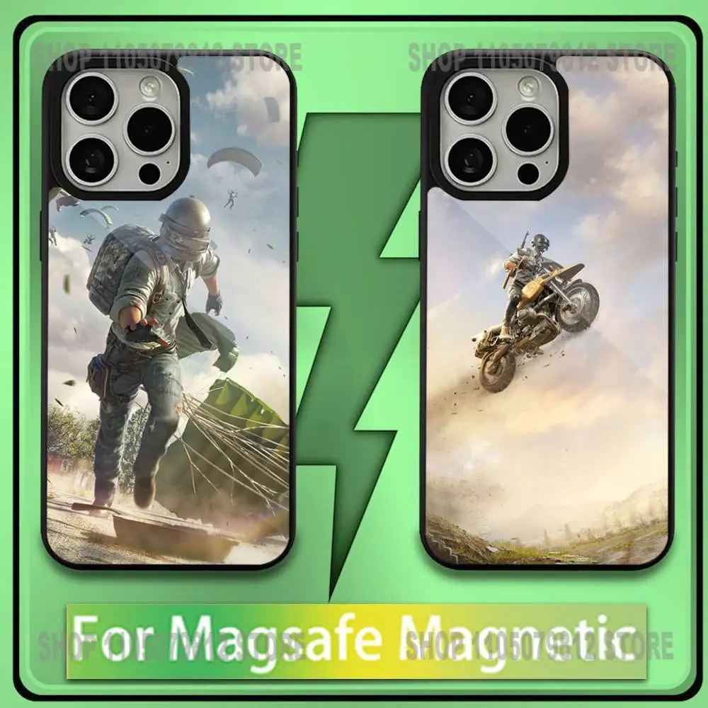

P-PUBG-G Game Phone Case For iPhone17,16,15,14,13,12,11,Plus,Pro,Max,Mini Soft Magesafe Magnetic Wireless Charge