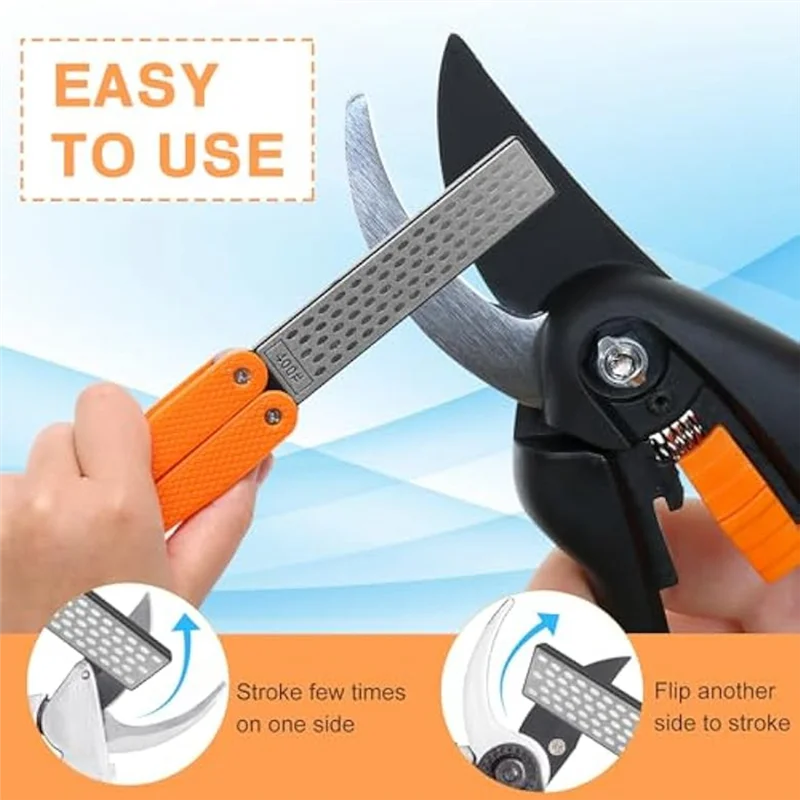 

AT44-2 Double-Sided Diamond Knife Sharpener/1 Retractable Diamond Sharpening Rod,Blade Sharpener Stone Pocket Knife Sharpener