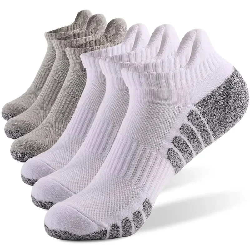 6Pairs Low Cut Thickened Towel Bottom Running Socks Non-Slip Breathable Mesh Boat Sports Socks for Men And Women
