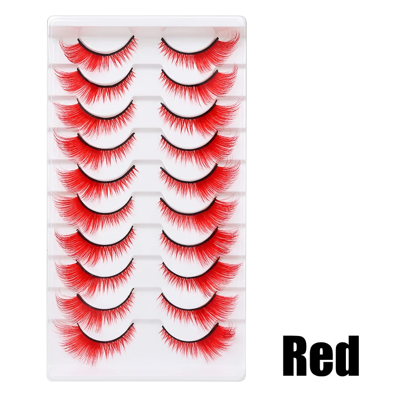 DINGSEN 1/5/10 Paar Bunte Flauschige Streifen-Wimpern Natürliche Weiche Wimpern Wispy Falsche Wimpern 3D Lockige Wimpern für Make-up – Detail 30