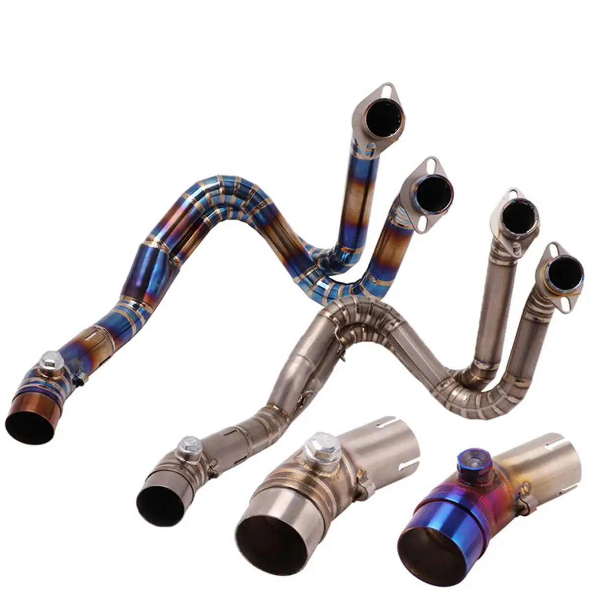 Titanium Alloy Motorcycle Exhaust Pipe System Front Middle Link Pipes Modification for NINJA650 ER6N Non-Destructive Install