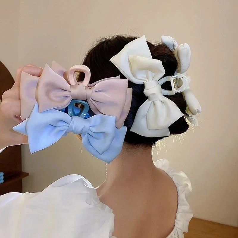 2024 Fashion Women Bow Hairpin Korean Version Of Solid Color Butterfly Satin Hair Clips Girls Hair Accessories Headwear