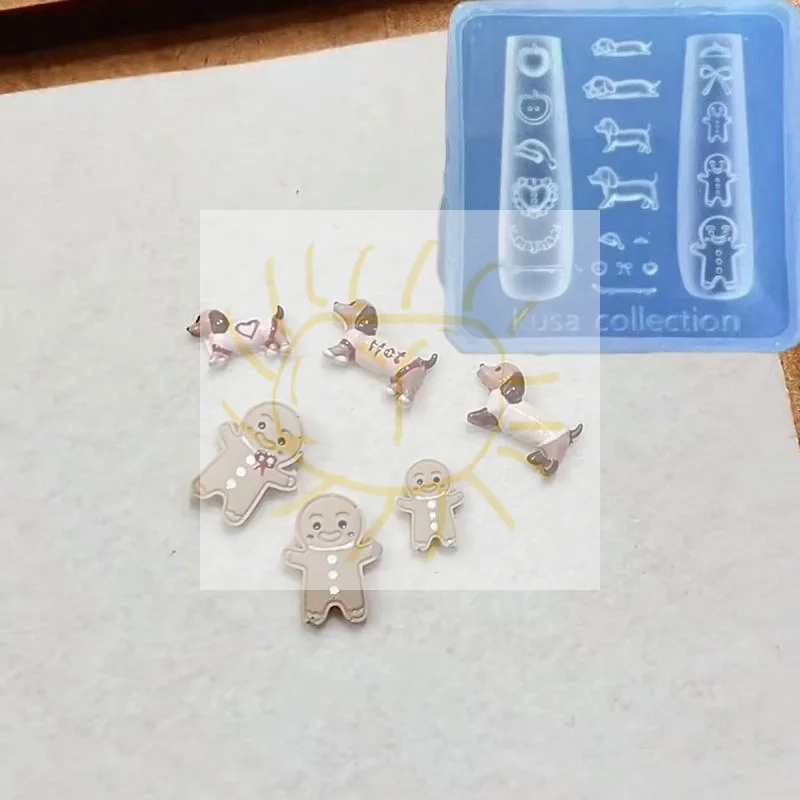 قالب رجل الزنجبيل من السيليكون ثلاثي الأبعاد الشفاف، تحسينات فن الأظافر، مشغولات مجوهرات ذاتية الصنع، أدوات تصميم مانيكير #1