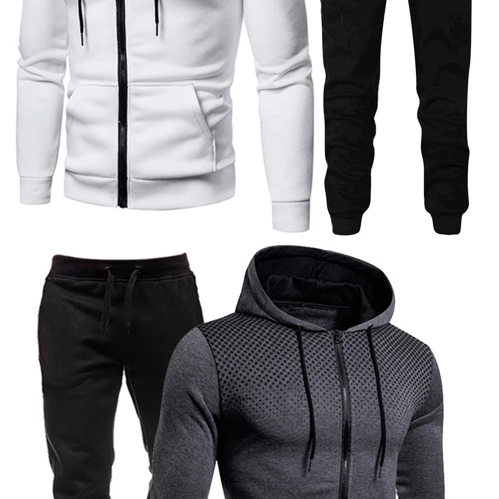 

Men's Zip Up Hoodie Pocket Polka Pot Print Hooded Sweatshirt Sport Outdoor Casual Slim Fit Men Spring Autumn Zipper Hoodie