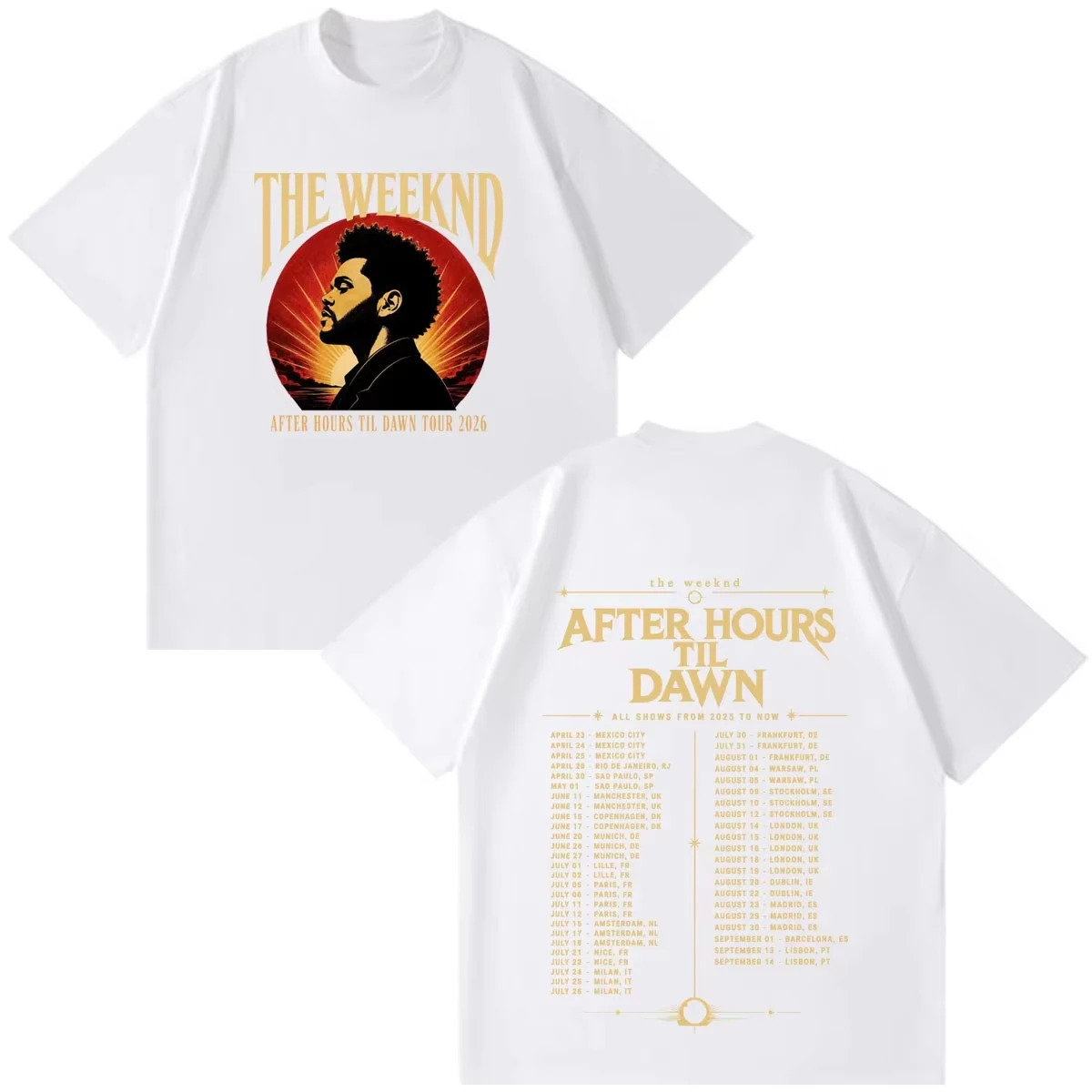 Hot Selling Unisex Loose Cotton Harajuku Hip Hop Punk T-Shirt, The Weeknd After Hours Til Dawn 2026 Tour Concert Graphic Print