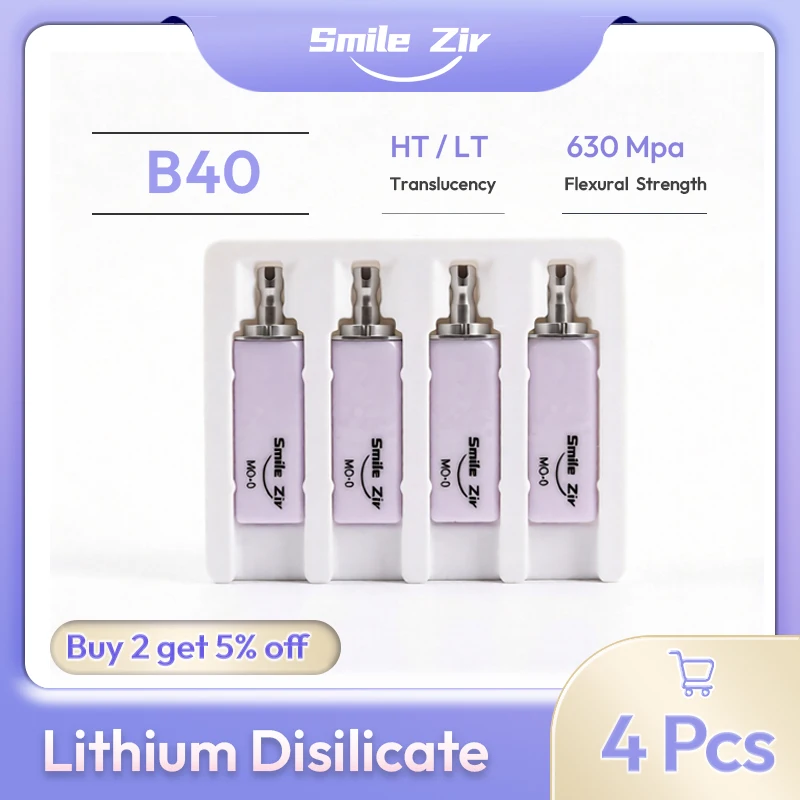 

4 Pcs B40 Lithium Disilicate Blocks Dental Lab HT/LT for CAD CAM Sirona Cerec System Emax Glass Ceramic Veneer Dentist Material