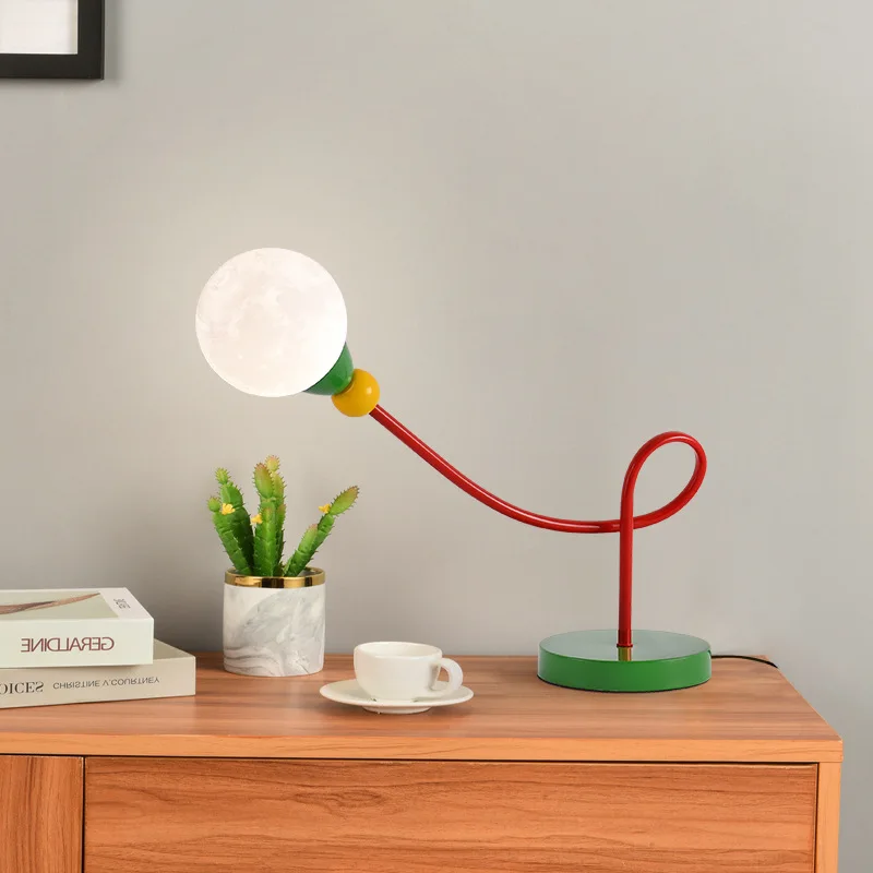 Cream Style Table Lamp For Eye Protection Dopamine Magic Bean Color Blocking Creative Atmosphere Bedside Night Light