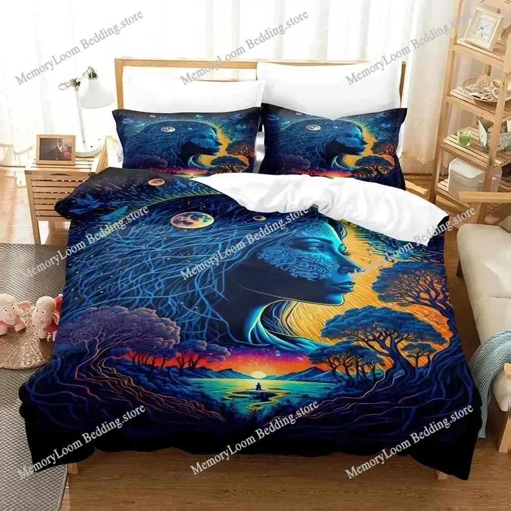 Mother Earth Blackligh Bedding Set Single Twin Full Queen King Size Bed Set Aldult Kid Bedroom Duvetcover Sets Bed Sheet Set