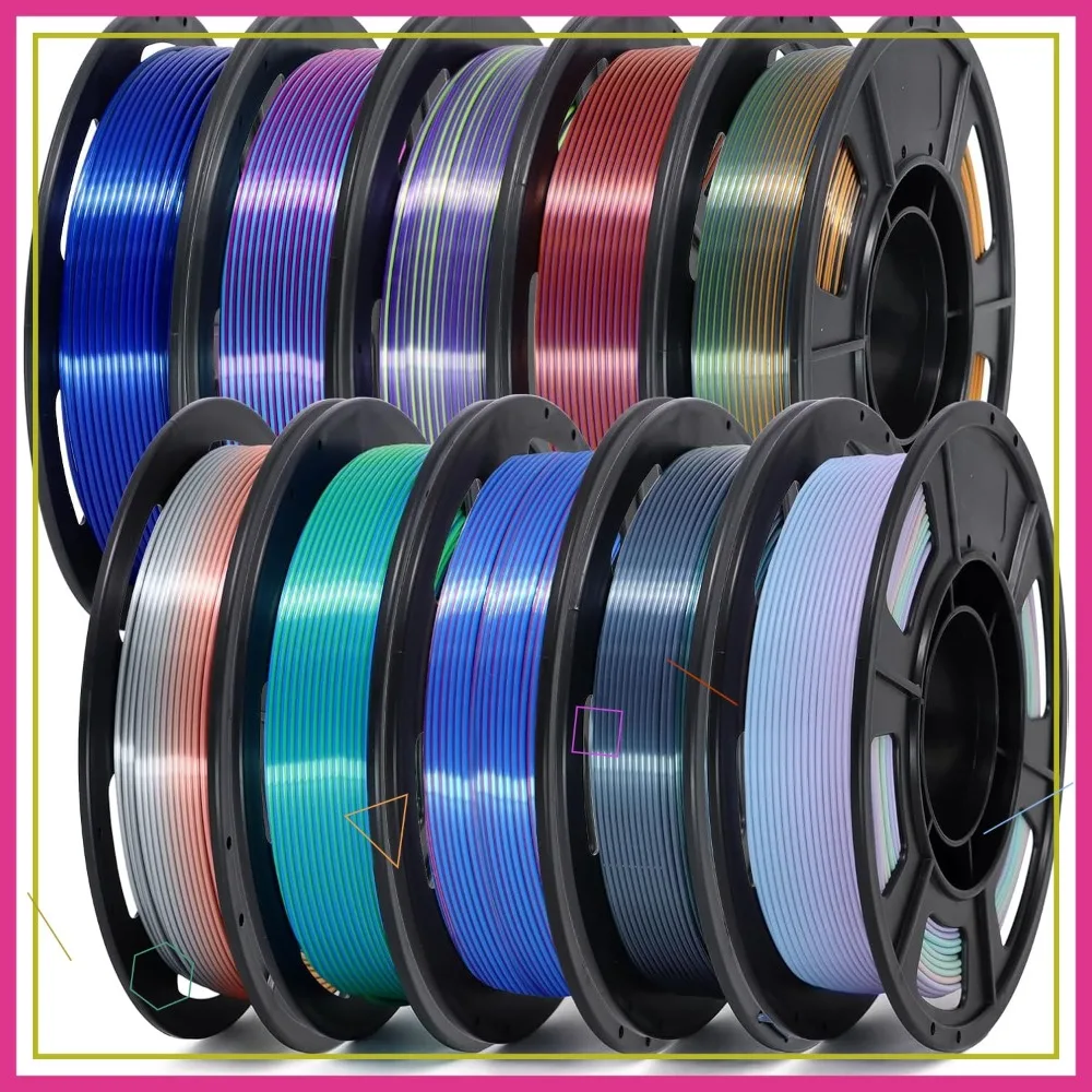 

Silk Rainbow PLA Filament 1.75mm 10x250g Pack for 3D Printer