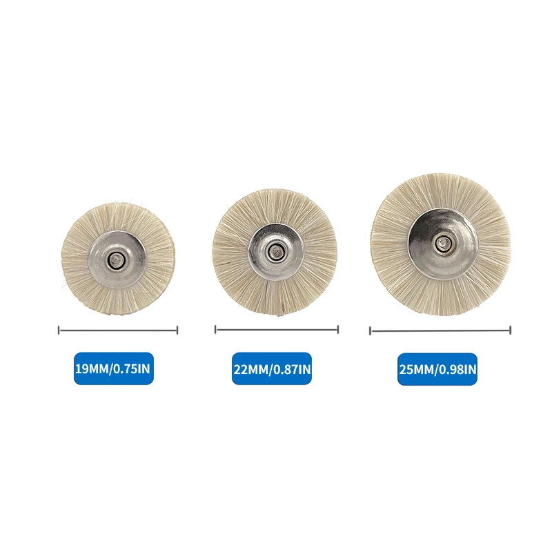 10Pcs/Bag 2.35mm Polishing Brush Wheel Dental Laboratory Lab Materials Soft White Goat Hair Rotary Tools Low Speed HP Shank Buff