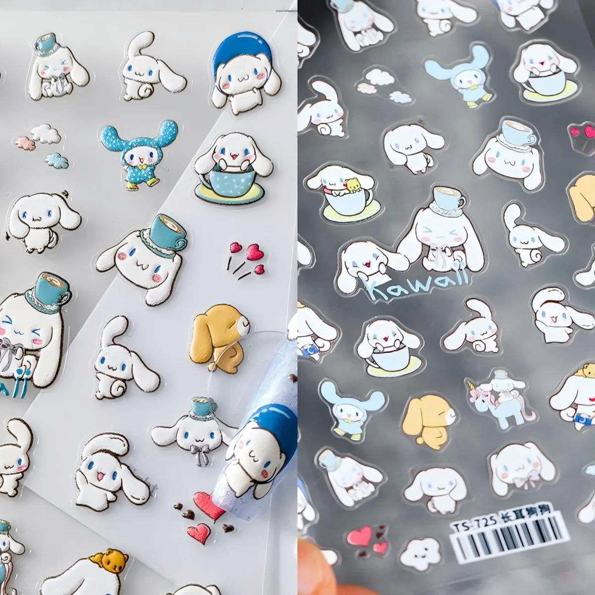 1PCS Cute Cinnamoroll Nail Art Decoration 5D Embossing Stickers Sanrio Animation Nail Art Supplies Stickers For Nails