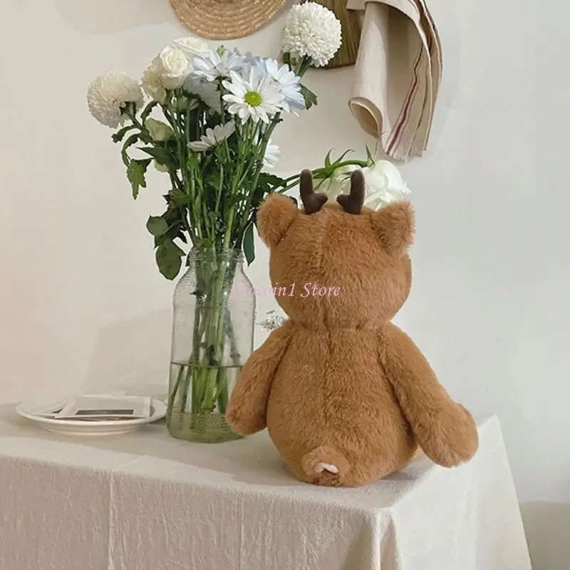 Y1UB Adorable Plush Roe Deer Study Friend Bed Companion Soft Stuffed Animal Toy For Kids Learning Motivation Gift