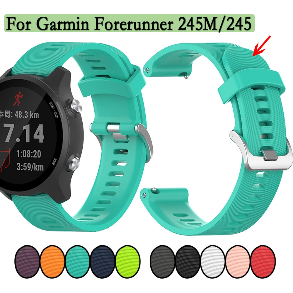 20mm Strap For Garmin Vivomove HR / For Forerunner 245/245M/645/645M Sport Soft Silicone Watchband Bracelets With Texture