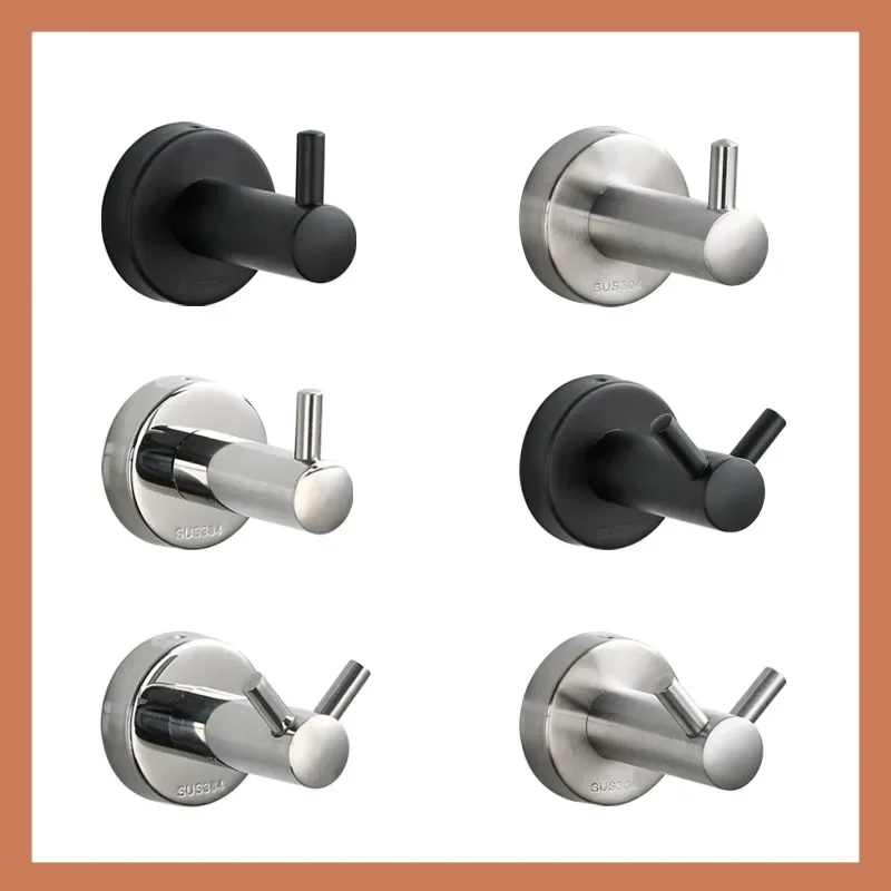 304 stainless steel single hook, multi-functional hook behind the door, bathroom hotel metal coat hook