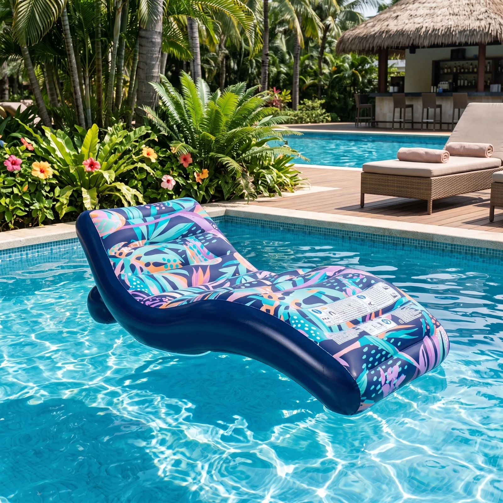 Water Buoyant Lounger Inflatable Pool Lounger Floating Bed Comfortable Floating Chair Bed Cushioned for Adults, Lake, Vacation