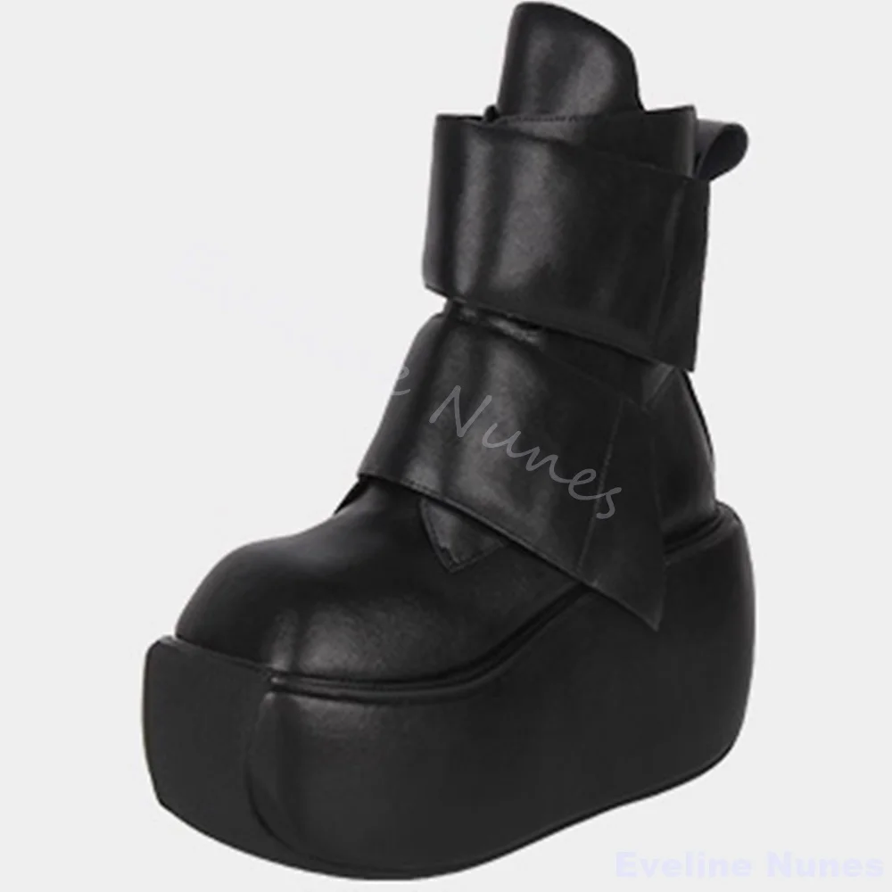 Classico Lolita Punk Stivali a metà polpaccio Piattaforma da donna Punta tonda Slip On Stivali versatili neri 2026 Autunno Stivali corti di nuova moda