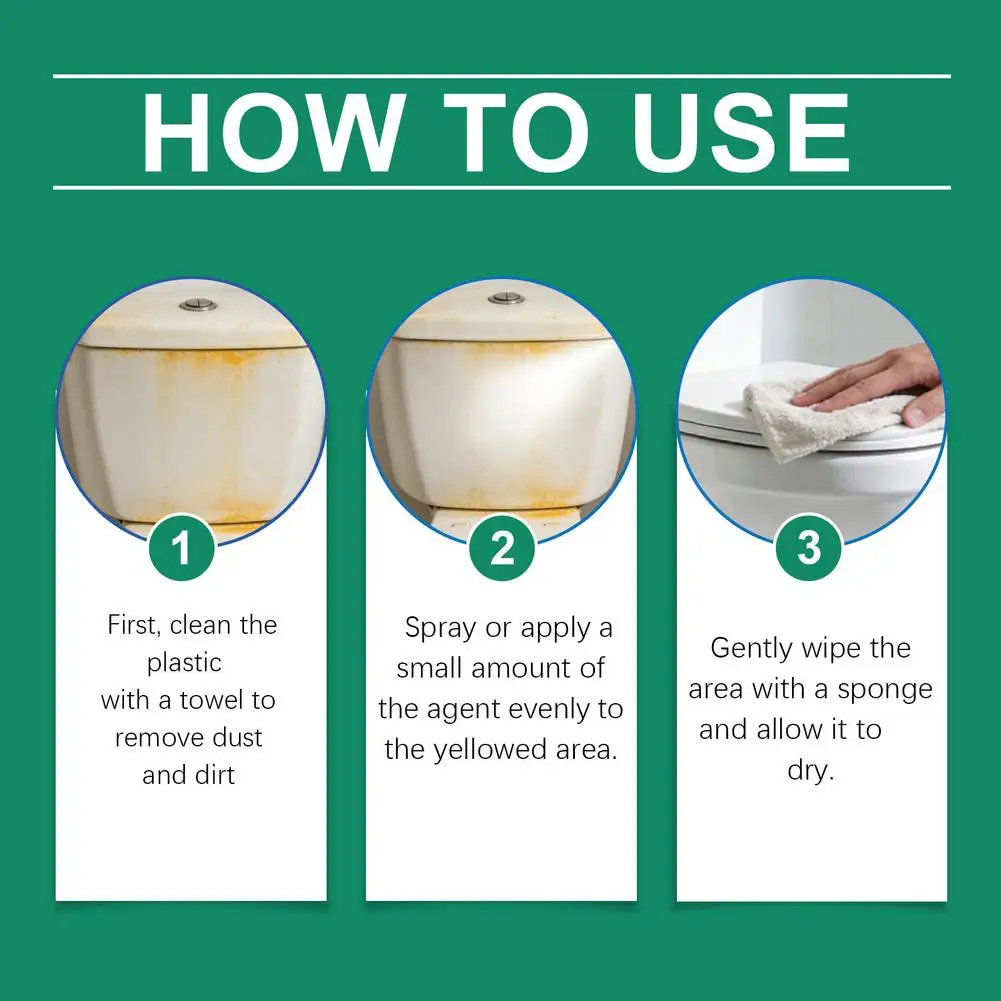 Yellowing Removal Cleaner MultiPurpose Plastic Yellow Stain Cleaning Agent For Car Headlight Home Appliance Toilet view 5
