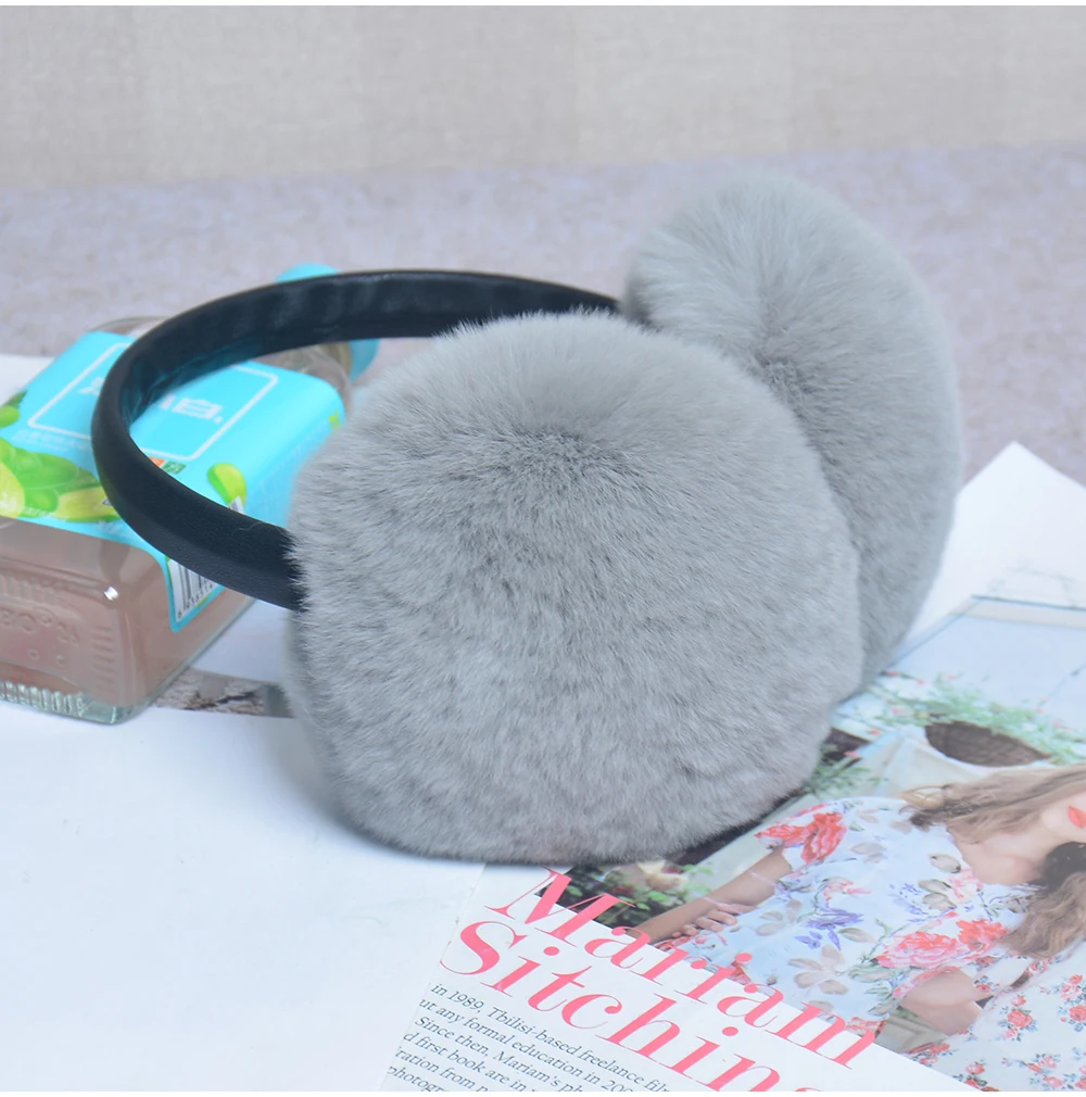 Rex Rabbit Fur Hang Ear Cover Warm Winter Earmuffs Headwear Ear Muffs Fur Earmuffs Cold Ear Warmer Fold Ear Protection Headband