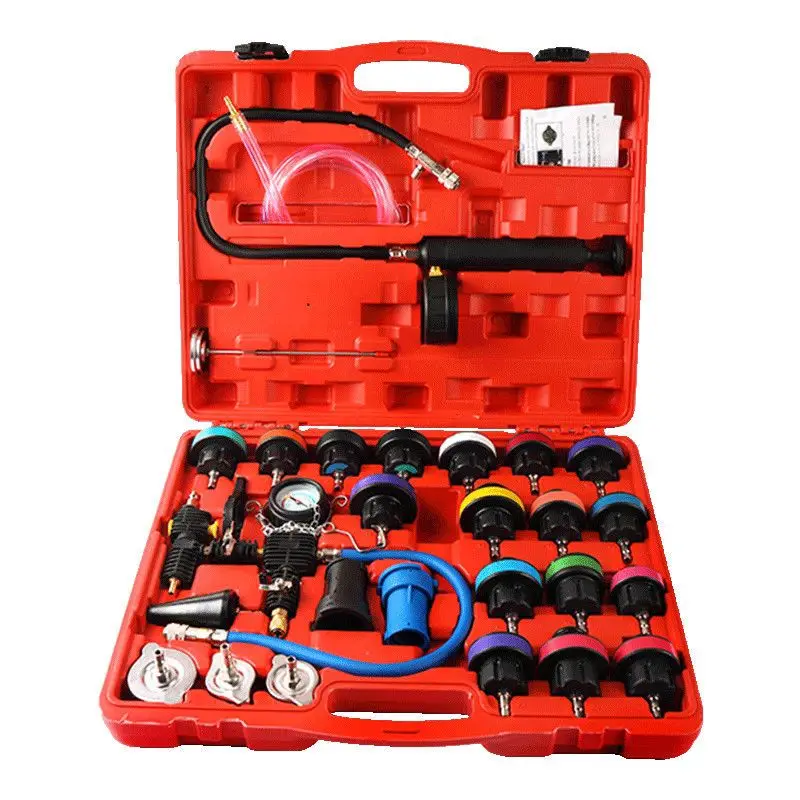 28Pcs Universal Radiator Pressure Tester Vacuum Type Cooling System Test Detector Set Tester Refroidissement