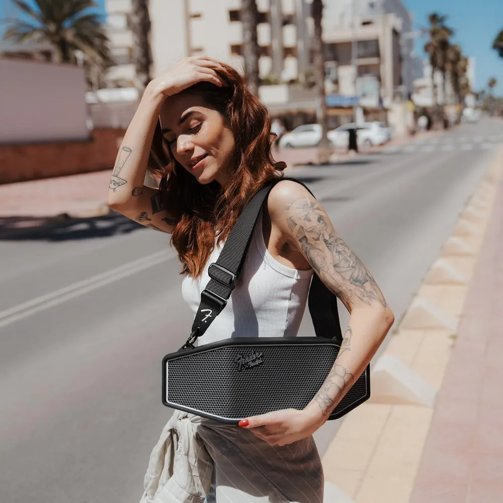 Fender x  ROCKSTER CROSS Portable Wireless Bluetooth Speaker – Rugged, Waterproof, 16 Hours of Battery, Powerful Stereo Sound, S