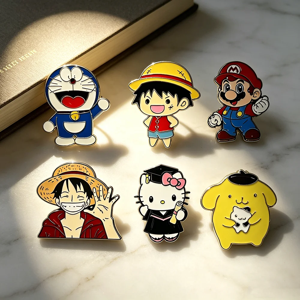 

6pcs One Piece Anime Movie Brooch Set Lapel Pins Japanese Cartoon Jewelry Cosplay Accessories for Backpack Hat Toys Gift