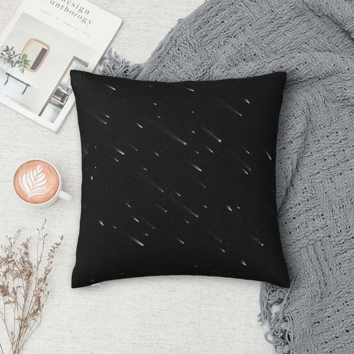 Meteor Shower Starry Sky Cartoon Square Pillowcase Pillow Cover Cushion Zip Decorative Comfort Throw Pillow for Home Living Room