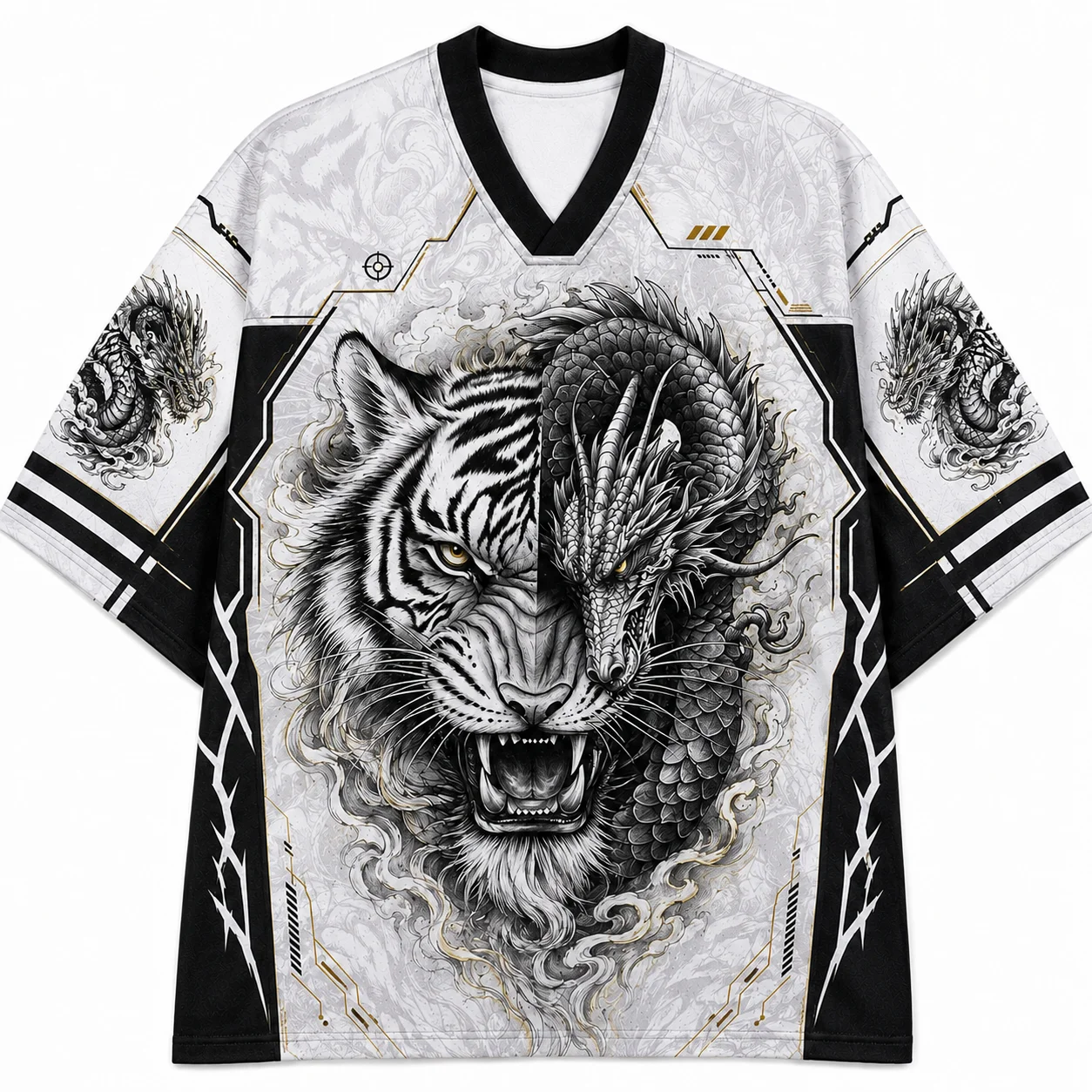 2026 New Mesh V-neck Mesh Jersey with Printed Pattern, Lightweight Streetwear, Short Sleeved Casual for Adults and Children