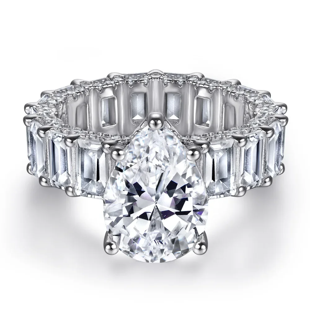 MuShan Jewelry 925 Sterling Silver Ring Wedding Band High Carbon Diamond Elegant Style Timeless Style Women Rings Fine Jewelry