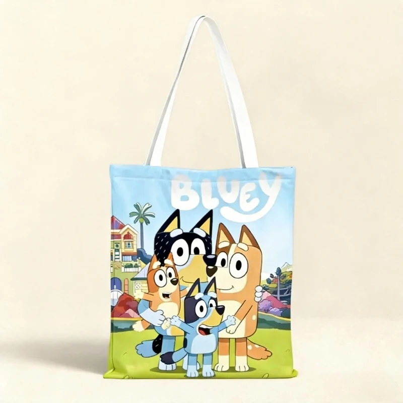

Bluey Anime Large Capacity Canvas Crossbody Bag Cute Fashion Handbag Portable Storage for Girls Ideal Gift