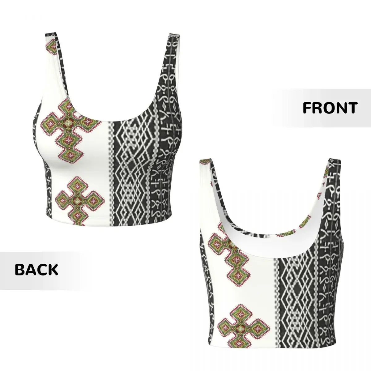 Sujetadores deportivos de alto impacto de arte etíope Habesha personalizados para mujeres, camisetas sin mangas cortas de yoga para entrenamiento sin costuras