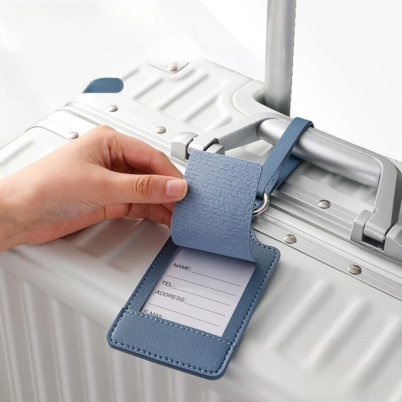 Leather Luggage Tag Signature Hotel Check-in Baggage Identification Multi-color PU Leather Tag for Travel Outdoors