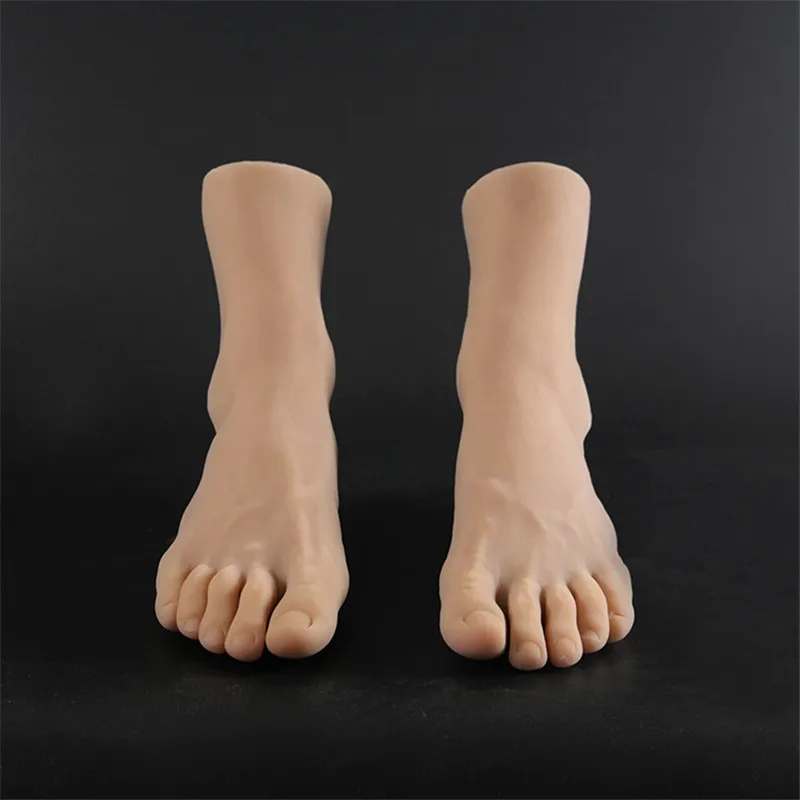 

A TPE Real Male Foot Mannequin Foot Fetish Nail Practice DIY Photograph for Shoes Sock Display Men Fake Model