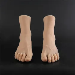 A TPE Real Male Foot Mannequin Foot Fetish Nail Practice DIY Photograph for Shoes Sock Display Men Fake Model