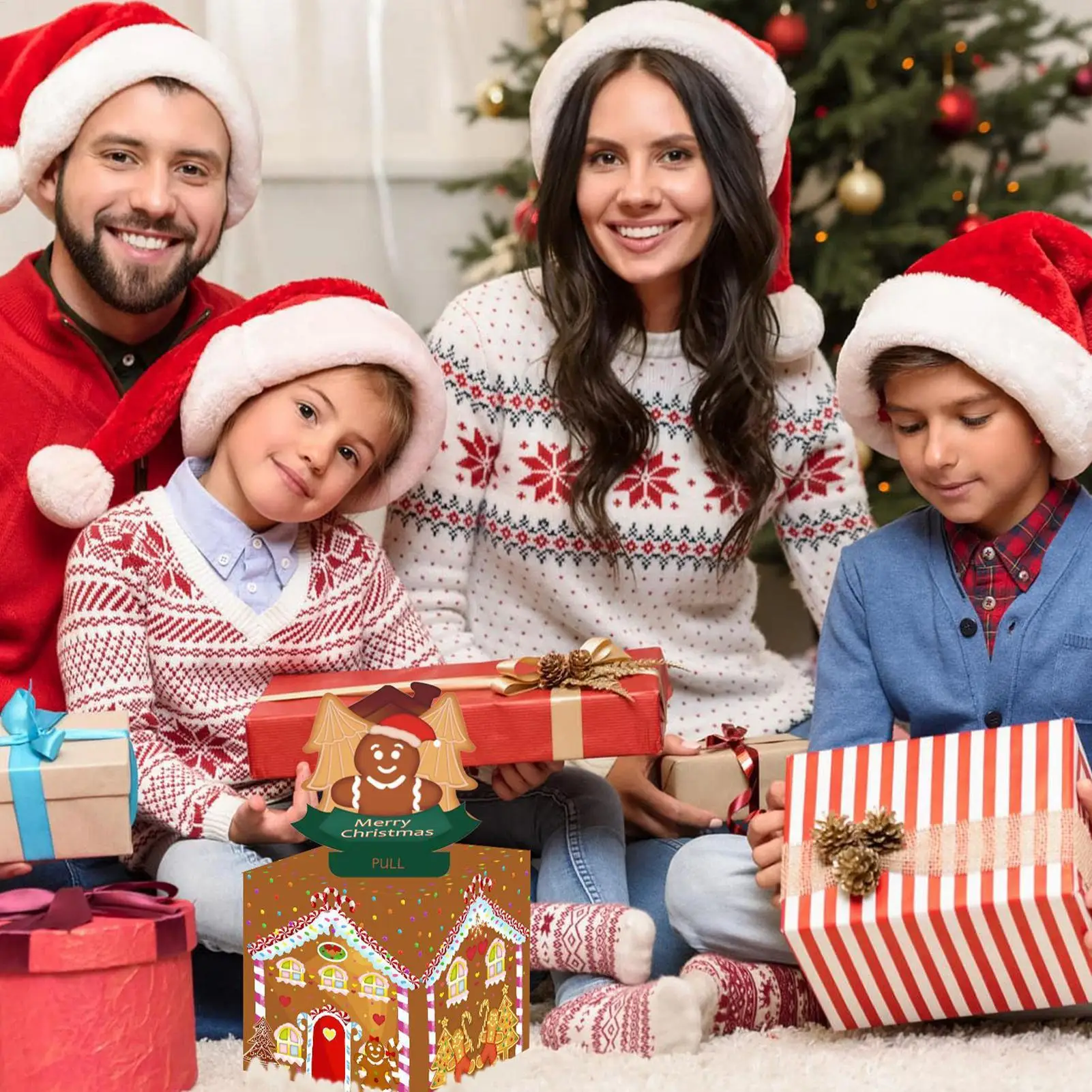 Kerst Geld Pull Box Pop Vrolijk Kerstfeest Spaarpot Bankbiljetten Dispenser Voor Kinderen Verjaardagsfeestje Carnaval Festival Familie