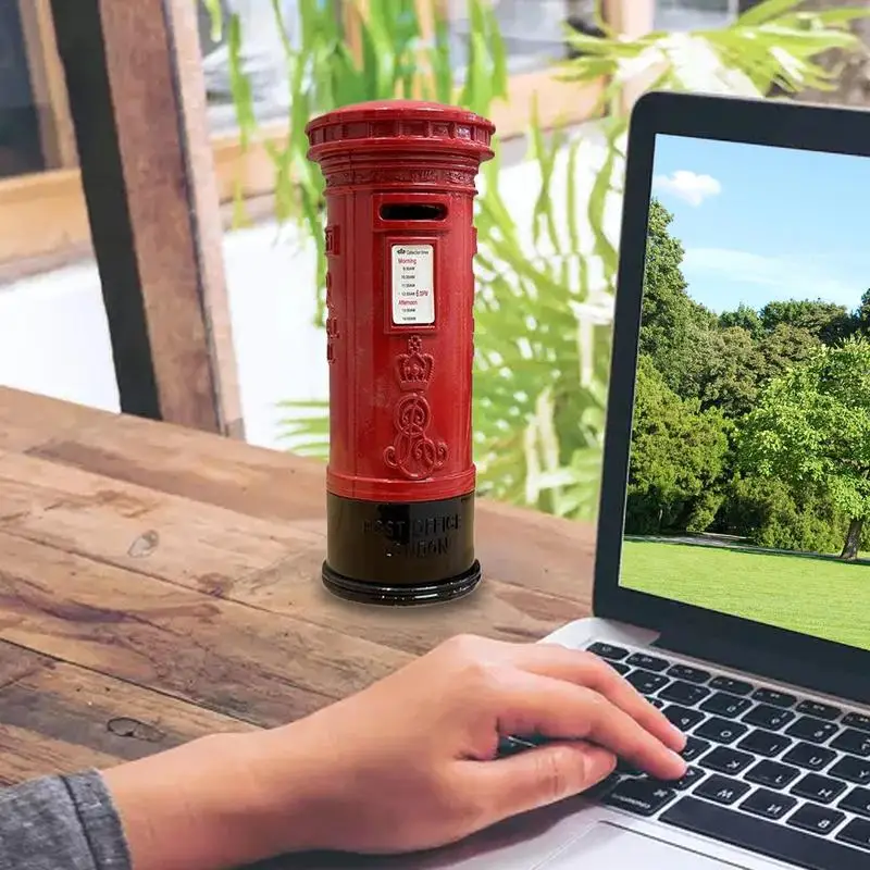 Red Mail Post Money Bank Alloy London Money Saving Retro Box Metal London Street Red Mailbox Money Box for Kids Friends Men
