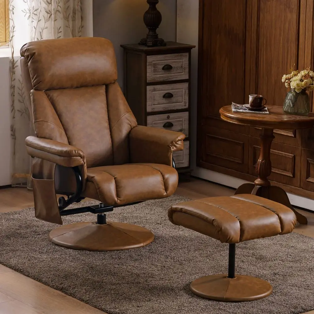 

Swivel Recliner with Ottoman, TV Chair with Vibration Massage, Ideal for RV Small Space, Living Room amp Bedroom 4539 4828 Faux