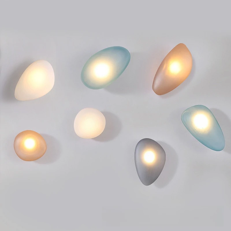 2026 Nordic Minimalist Pebble Wall Sconce LED Diffused Light Multi Scene For Bedroom Living Hall Ambient Lamp