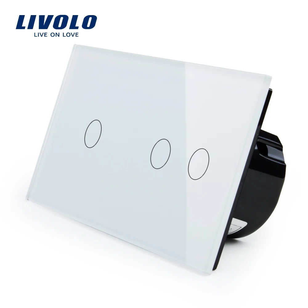 Manufacturer,Livolo EU Standard, Touch Switch, White Crystal Glass Panel,Wall Light Smart Switch, VL-C701-11/VL-C702-11