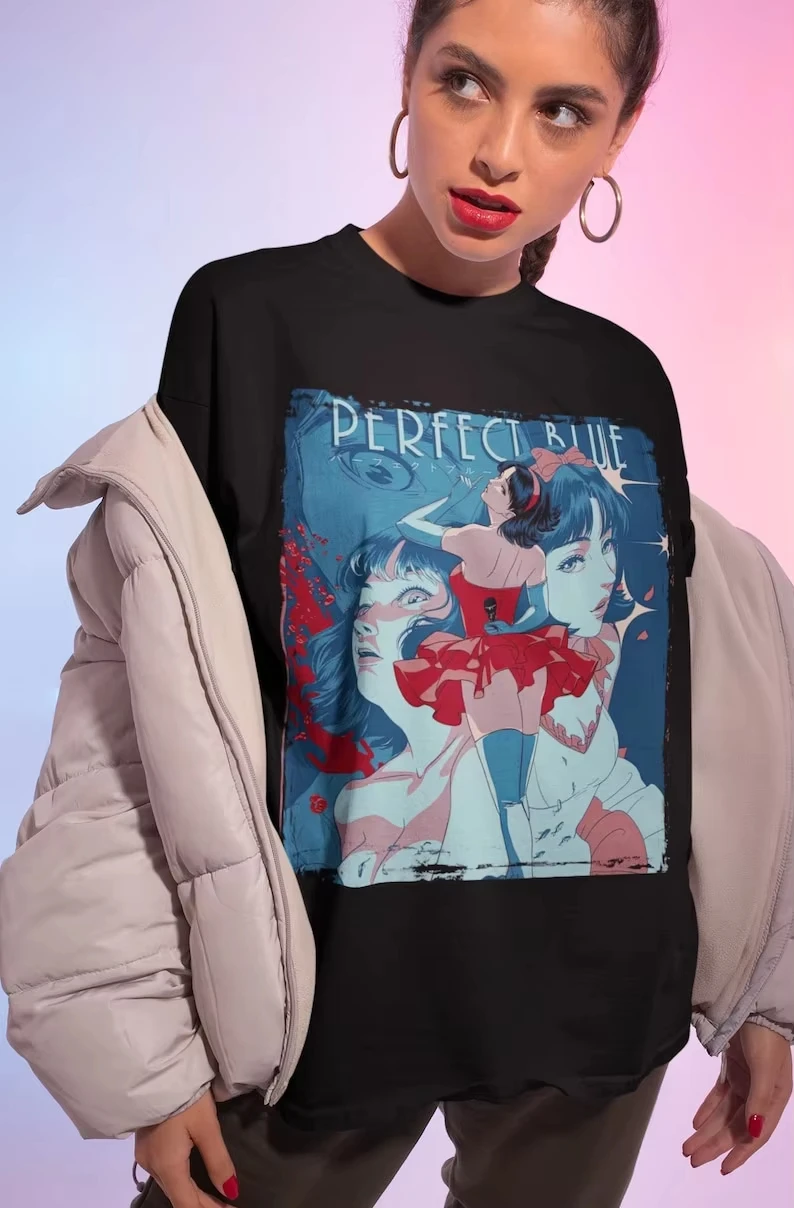 

Футболка унисекс из японского аниме, Satoshi Kon, винтажная футболка в стиле ретро с аниме, культовая классическая футболка для влюбленных, японские футболки с графикой