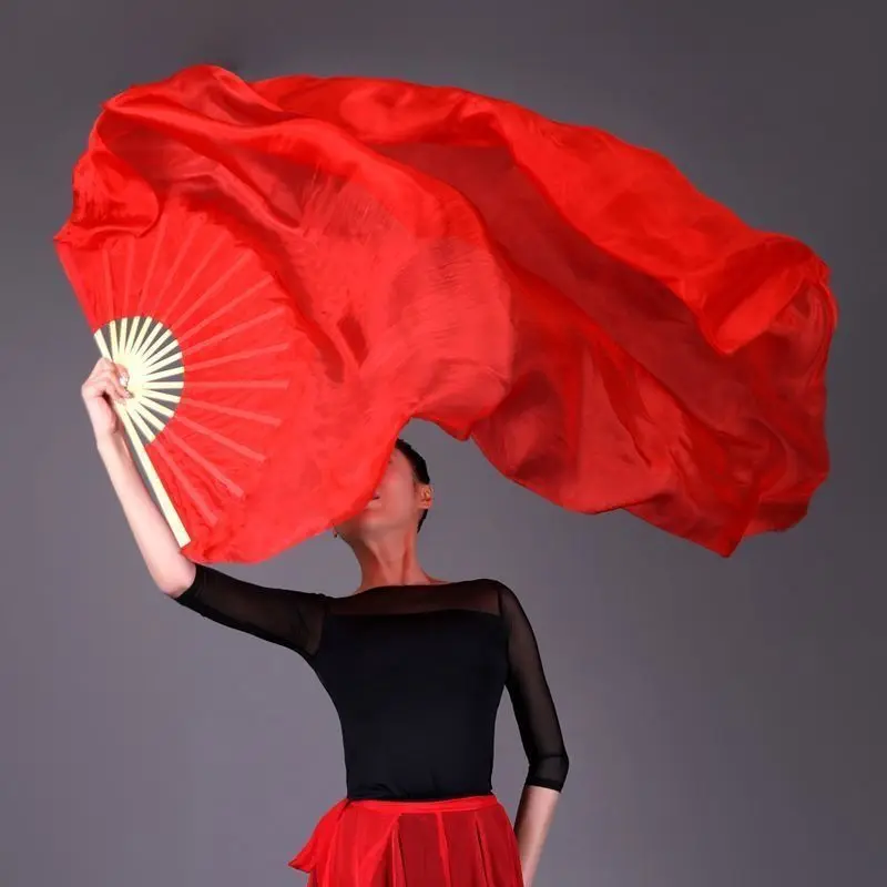 Fan Big Red Dance Square  Classical Dance Big Red Silk Dance Fan Adult Performance