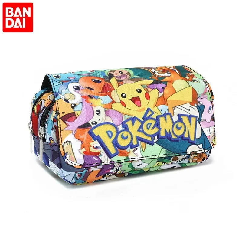 Pikachu Pen Bag Fully Printed Flap Stationery Box Pokemon Cartoon Large Capacity Pencil Case Cute Anime Bags Students Supply