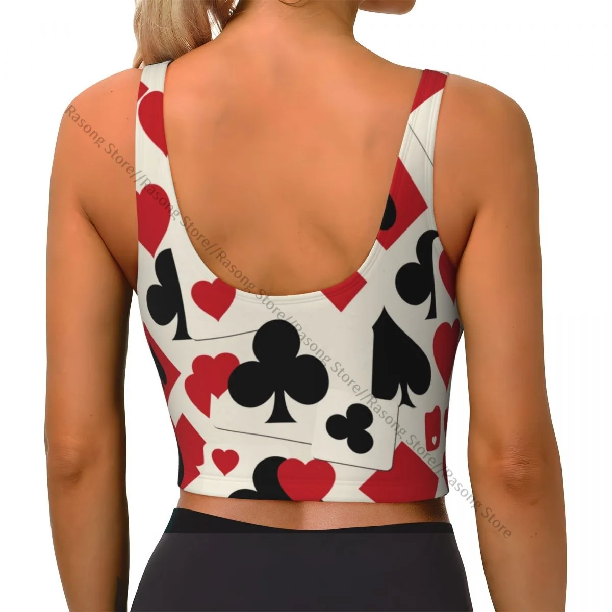 Sports Bra Women Running Yoga Clothes Vest Card Suit Clubs Tambourines Spades Gathering Fitness Vest