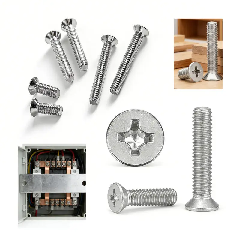 50-5Pcs M1.6 M2 M2.5 M3 M4 M5 M6 304 Stainlesss Steel Phillips Flat Countersunk Head Screw Bolt Set 3mm-70mm Assorted Kit