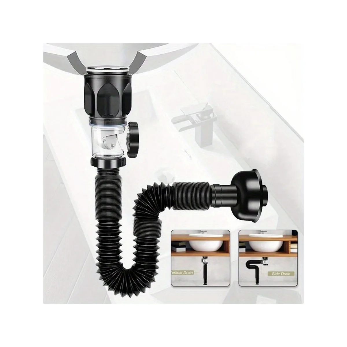 

1Pc Flip-Top Kitchen Sink Drain Retractable Deodorizing Filter Flexible Downspout Bathroom Sink Anti Clogging Accessories