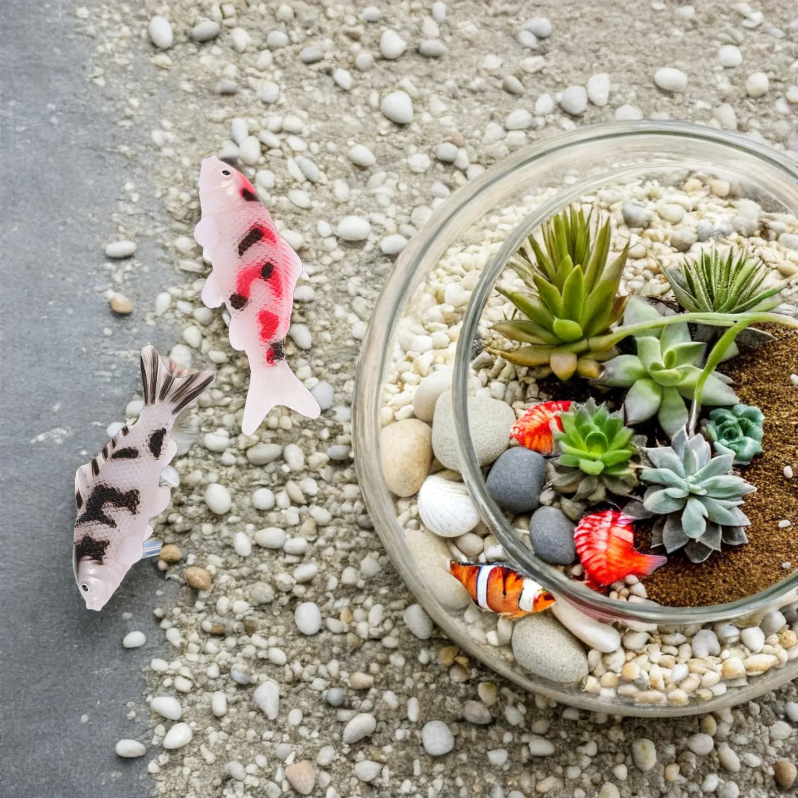 4pcs Mini Koi Fish Figurines, Realistic Lifelike Tiny Aquarium Desktop Shelf Decor for Fairy Garden Water Theme
